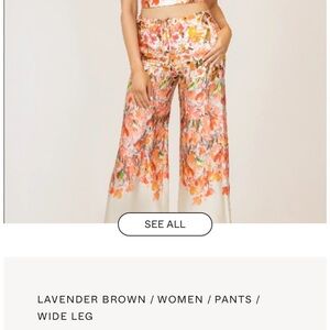 Lavender Brown Women's Floral Wide Leg Pants